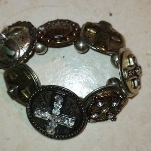 Chunky brass cross vintage bracelet